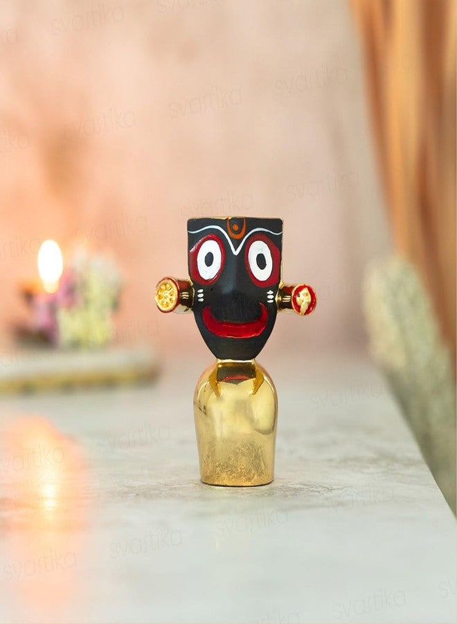 Svastika Lord Jagannath Murti | 24K Gold Plated | Jagannath Idol for Home | Office Desk | Pooja | Gifting | Car Dashboard | 2.75 Inch - Image 1